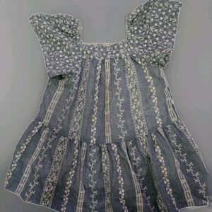 Zara Baby Embroidered Blue Puff Sleeve Dress, 2-3 years‎ 98 cm
